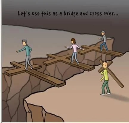 Panel 10 of the illustrated teaching story about carrying a cross