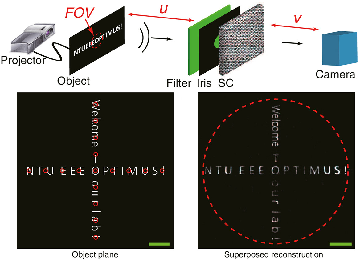 Single-shot large field of view imaging with scattering media by spatial demultiplexing